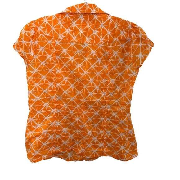 Women's Michael Kors Orange Button Up Cap Sleeve Shirt. Size 8 Petite - Picture 2 of 6